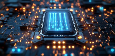 Poster - An illustration of grid line circuits for advertising. A game development artwork. Technology and innovation concepts.