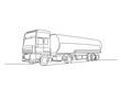© Line addict - Continuous one line drawing of Heavy Tanker Truck. Tanker Truck single line art vector illustration. Editable vector.