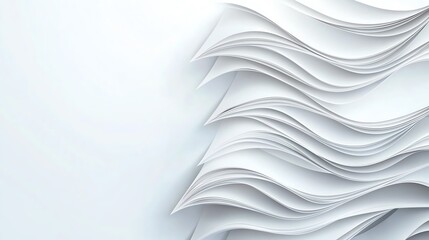 Poster - Abstract white layers of curved paper background