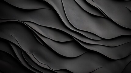 Poster - Abstract black waves, flowing design texture