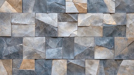Poster - Abstract stone wall texture with geometric patterns.