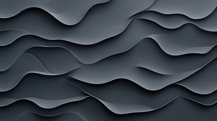 Poster - Abstract dark wavy paper layers background.