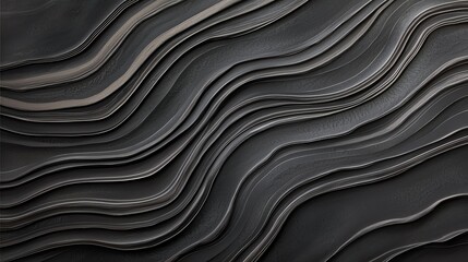 Poster - Abstract wavy lines in monochrome tones