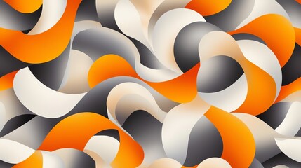 Poster - Abstract colorful 3D waves in orange and gray