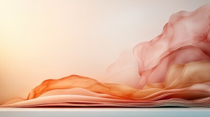 Poster - Soft pastel fabric flows gracefully, forming an abstract landscape akin to rolling hills, evoking feelings of peace and calm through its gentle hues.