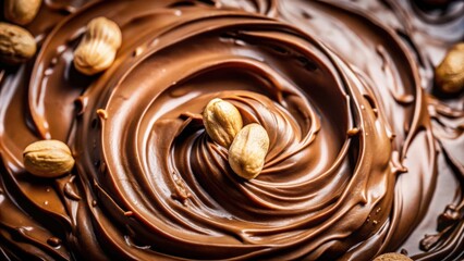 Poster - A swirl of rich, dark chocolate with whole nuts, creating a delectable and indulgent texture.