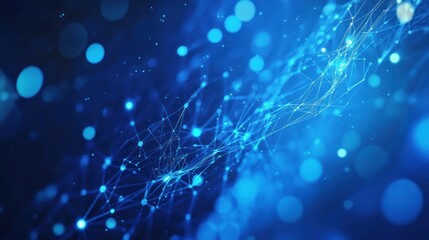Poster - Abstract Blue Energy: Network, Data, Connection, Particle, Technology Background