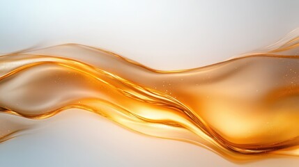 Poster - A stunning abstract flow of golden waves against a clean, white background, symbolizing elegance, movement, and fluid harmony.