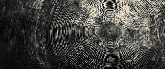 Poster - A black and white photo of a circle with a dark background