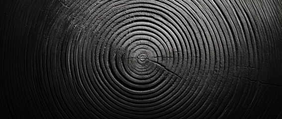 Poster - A black and white photo of a circle with a dark background