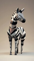 Poster - Explore the artistic design of a lowpoly zebra with bold black and white stripes