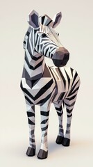 Poster - Explore the artistic charm of a lowpoly zebra with bold black and white stripes