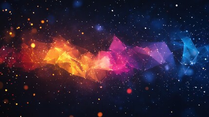 Poster - Create a stunning polygonal firework display with bright colors in the night sky