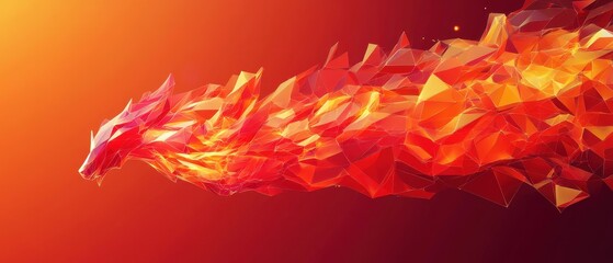 Poster - Create stunning abstract polygonal flames in vibrant red and orange hues for eye-catching artwork