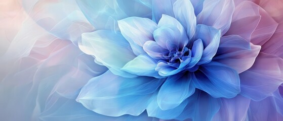 Poster - Explore the captivating beauty of an abstract polygonal flower in shades of blue and purple