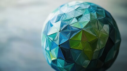 Poster - Explore the beauty of a faceted globe representing earth in stunning geometric shapes