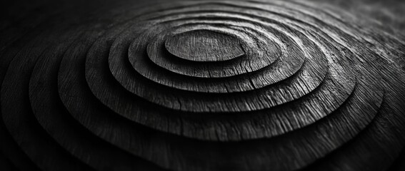 Poster - A black and white photo of a circle with a dark background