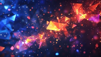 Poster - Experience the spectacular polygonal firework display illuminating the night sky with vibrant colors