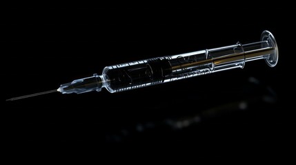 Poster - A syringe is shown in a dark background