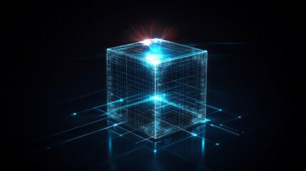 Poster - A cube with a bright light shining on it
