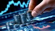 © Marketplace - Explore the intricacies of personal finance management a close-up of a hand holding a stack of coins on a financial graph