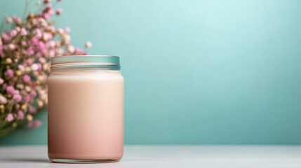 Poster - A soft gradient candle is set against a delicate floral backdrop, with a pastel color palette that creates a gentle and inviting atmosphere for relaxation.