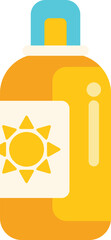 Poster - Sunscreen bottle with a sun icon, symbolizing sun protection and skincare during outdoor activities