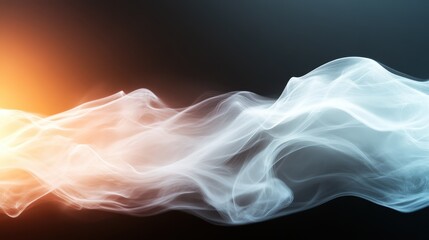 Poster - Smooth, ethereal wisps that resemble smoke flow gracefully in contrasting colors against a dark backdrop, capturing a sense of fluidity and elegance.