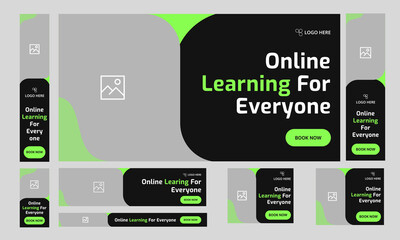 Wall Mural - Online education web set banner design for social media post, learning system web bundle banner design, editable vector eps 10 file format