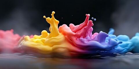 Wall Mural - Abstract Colorful Liquid Splashes with a Dark Background