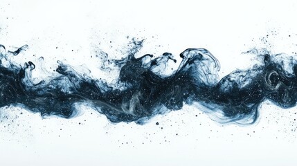 Wall Mural - Abstract Swirling Blue and White Ink Painting with Splashes of Color