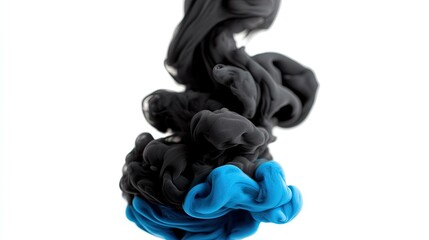 Wall Mural - Abstract swirling black and blue ink in water