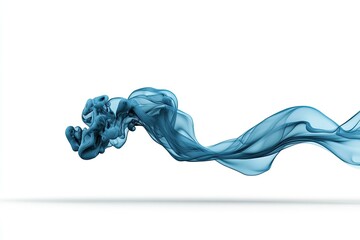 Wall Mural - Abstract blue smoke-like wave flowing against a white background