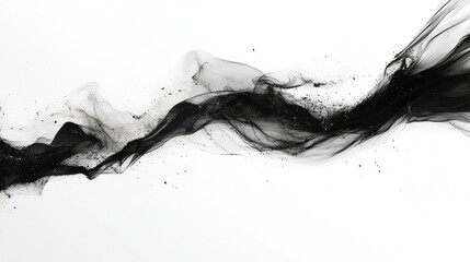 Wall Mural - Abstract Black Ink Swirl on White Background