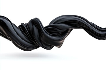 Wall Mural - Abstract Black Swirling Liquid or Fabric on White Background