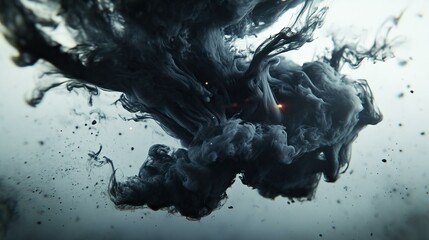 Wall Mural - Abstract Swirling Black Ink in Water