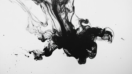 Wall Mural - Abstract Black Ink Swirl on White Background