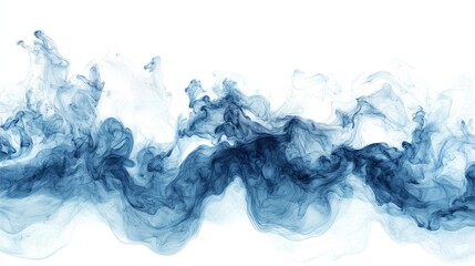 Wall Mural - Abstract Swirling Blue Ink on White Background