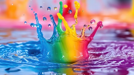 Wall Mural - Colorful Paint Splash in Water Creating a Rainbow Effect