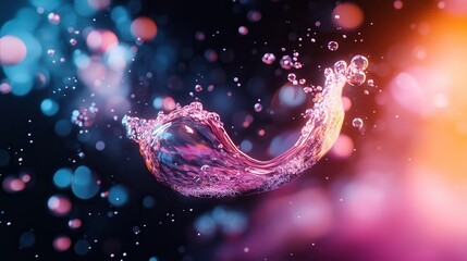 Poster - An abstract representation of a colorful liquid splash captured mid-air with vibrant hues, creating a sense of fluidity and movement and color harmony.