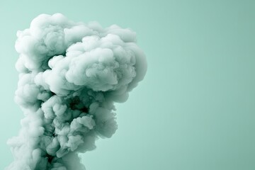 Wall Mural - Abstract Green Smoke Cloud on a Mint Background