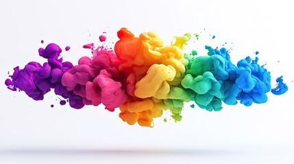 Wall Mural - Abstract Rainbow Ink Explosion in Water on White Background