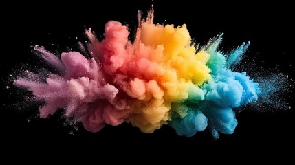 Wall Mural - Abstract Rainbow Ink Explosion in Water on Black Background