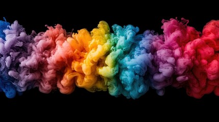 Wall Mural - Abstract Rainbow Colored Ink in Water on Black Background