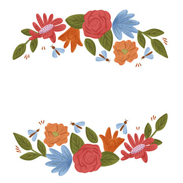 spring floral wreath, flower frame in transparant background