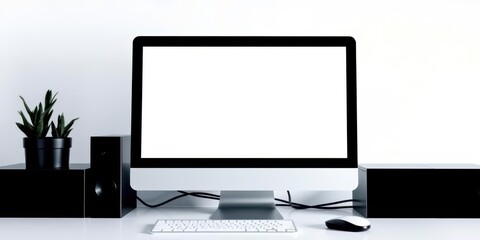 Wall Mural - Laptop mock up with clear screen on white background, empty, isolated, blank