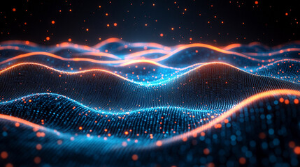 digital background with abstract code symbols, representing advanced technology, innovation, and the intersection of the digital world and human progress. It evokes themes of modernity and complexity