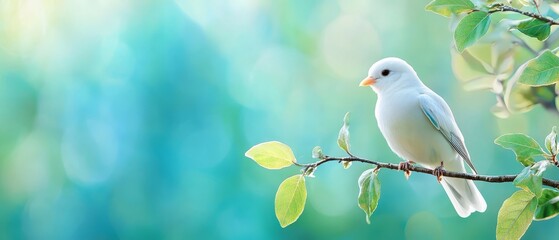 a small white bird sitting on a tree branch
