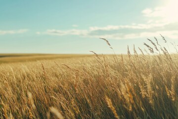 Poster - A scenic view of tall grass with the sun shining in the background, perfect for use in travel or nature-themed projects