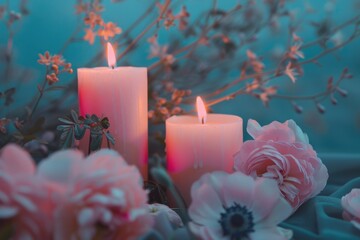 Poster - A trio of candles placed together, often used as a decorative arrangement or symbolizing unity